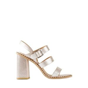 Marc by Marc Jacobs Leather Strappy Open Toe Heeled Crosta Sandals White Gold 8